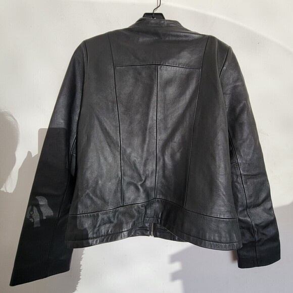 Kenneth Cole Reaction Black 100% Leather Long Sleeve Moto Biker Jacket Sz Small - Picture 3 of 13